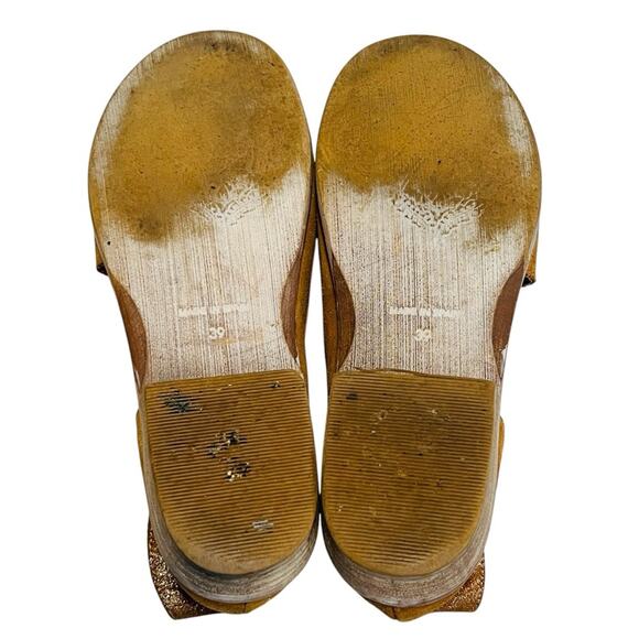 Free People Women’s Sz 8.5 Metallic Tan Sandals Mont Blanc Leather Cutout Flats - Picture 9 of 10